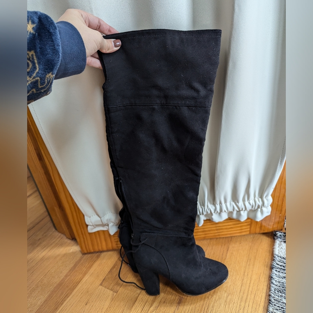 Mix No 6 PRAHA Black Suede High Knee boots